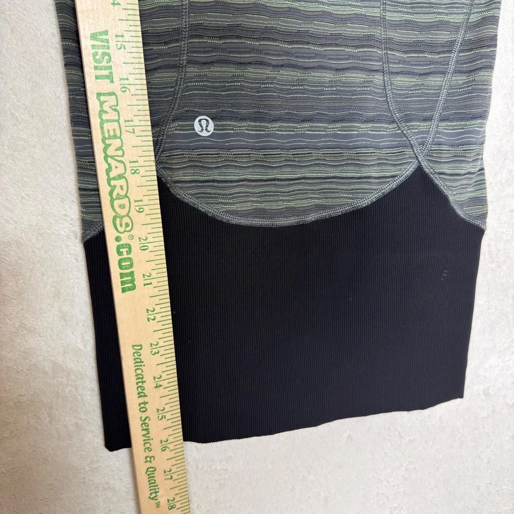 Vintage Lululemon Stride Jacket Green Grey Striped Full Zip Hoodie Size 2